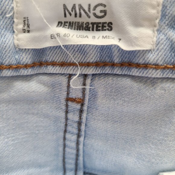 MANGO Light Wash Blue Distressed Denim Shorts - Picture 7 of 8